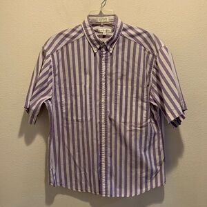 Claiborne for Men Short Sleeve Button Down in Light Purple&White Stripe/Cotton/L